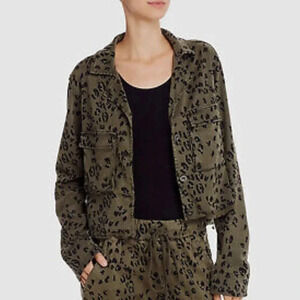Cloth & Stone Anthropology Green Leopard Lightweight Utility Jacket Size S